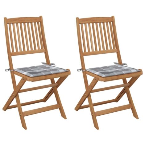 Klappbare Gartenstühle 2 Stk. mit Kissen Massivholz Akazie vidaXL