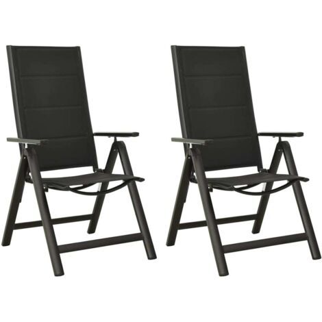 Klappbare Gartenstühle 2 Stk. Textilene und Aluminium Schwarz vidaXL