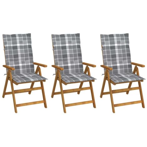 Klappbare Gartenstühle 3 Stk. mit Auflagen Massivholz Akazie