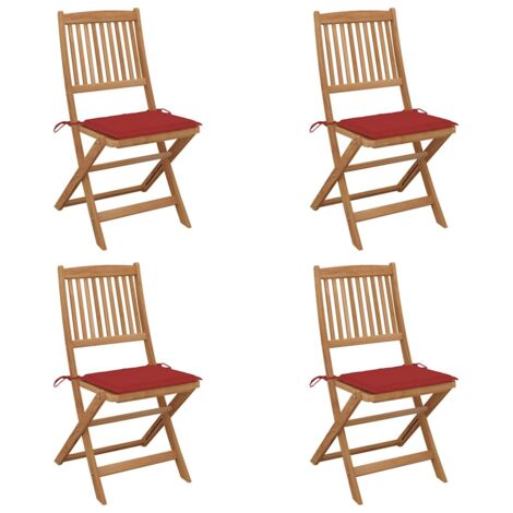 Klappbare Gartenstühle 4 Stk. mit Kissen Massivholz Akazie