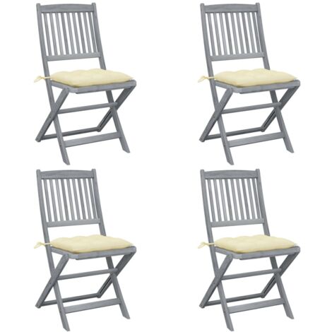 Klappbare Gartenstühle 4 Stk. mit Kissen Massivholz Akazie
