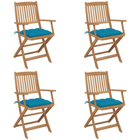 Klappbare Gartenstühle 4 Stk. mit Kissen Massivholz Akazie