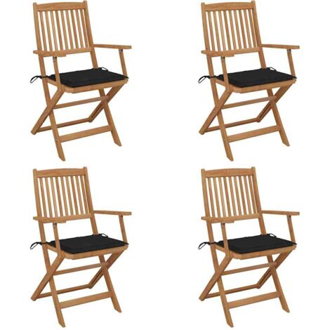 Klappbare Gartenstühle 4 Stk. mit Kissen Massivholz Akazie
