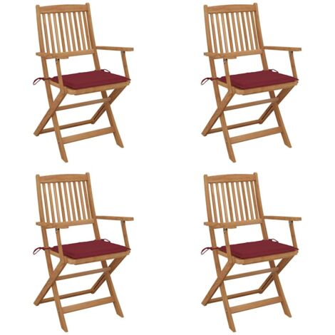 Klappbare Gartenstühle 4 Stk. mit Kissen Massivholz Akazie