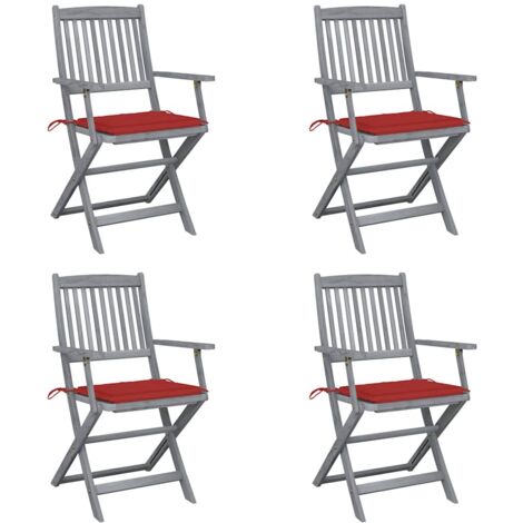 Klappbare Gartenstühle 4 Stk. mit Sitzkissen Massivholz Akazie