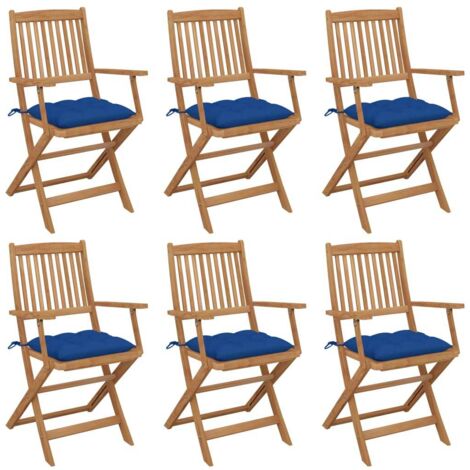 Klappbare Gartenstühle 6 Stk. mit Kissen Massivholz Akazie