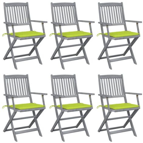 Klappbare Gartenstühle 6 Stk. mit Sitzkissen Massivholz Akazie
