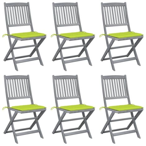 Klappbare Gartenstühle 6 Stk. mit Sitzkissen Massivholz Akazie