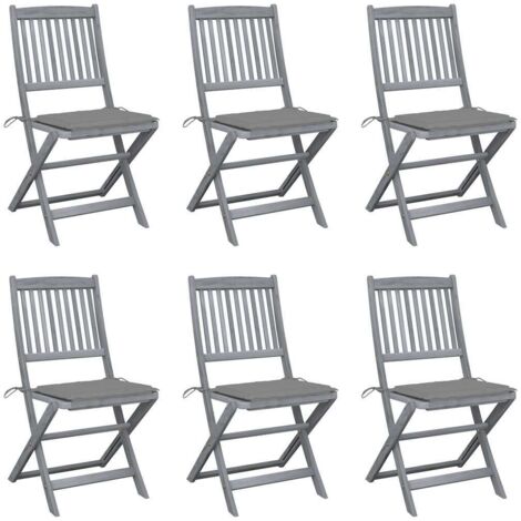 Klappbare Gartenstühle 6 Stk. mit Sitzkissen Massivholz Akazie