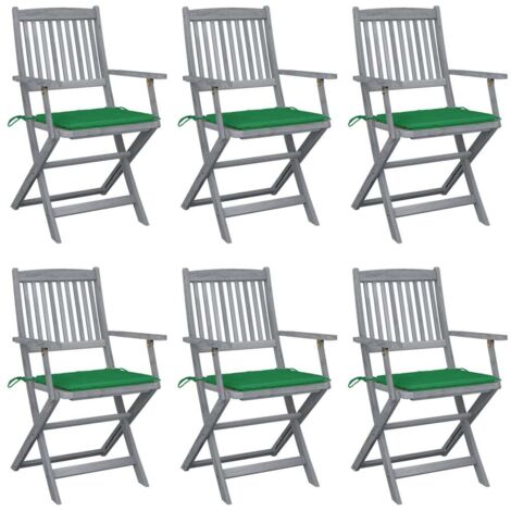 Klappbare Gartenstühle 6 Stk. mit Sitzkissen Massivholz Akazie