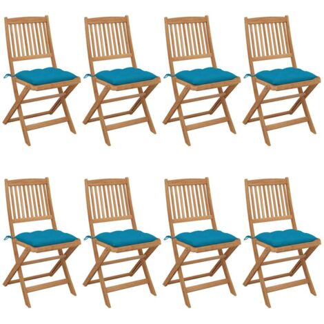 Klappbare Gartenstühle 8 Stk. mit Kissen Massivholz Akazie