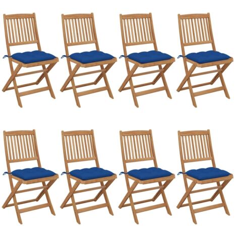 Klappbare Gartenstühle 8 Stk. mit Kissen Massivholz Akazie