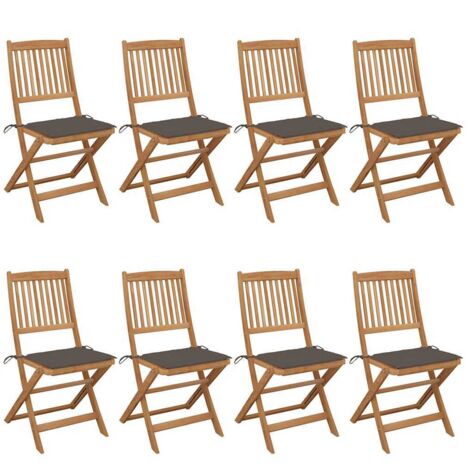 Klappbare Gartenstühle 8 Stk. mit Kissen Massivholz Akazie