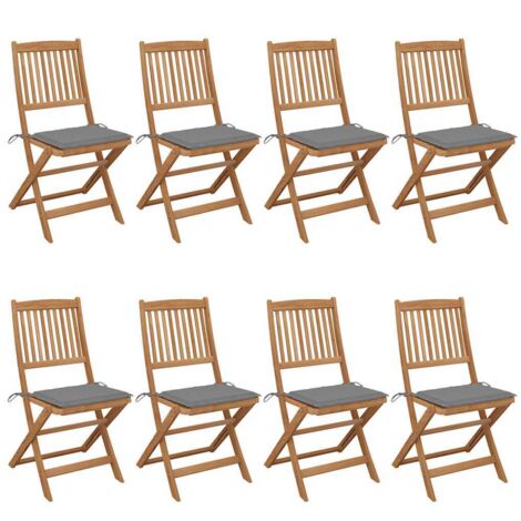 Klappbare Gartenstühle 8 Stk. mit Kissen Massivholz Akazie