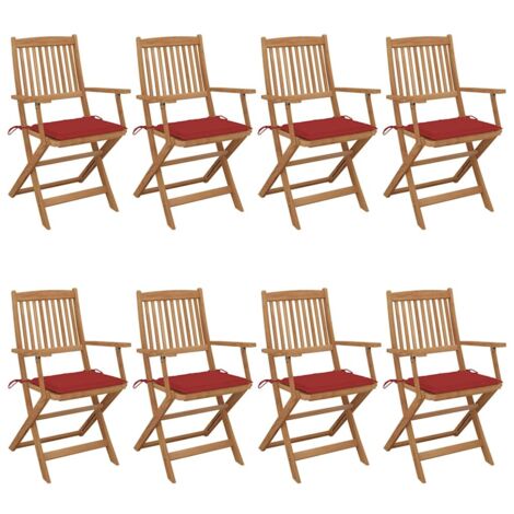 Klappbare Gartenstühle 8 Stk. mit Kissen Massivholz Akazie