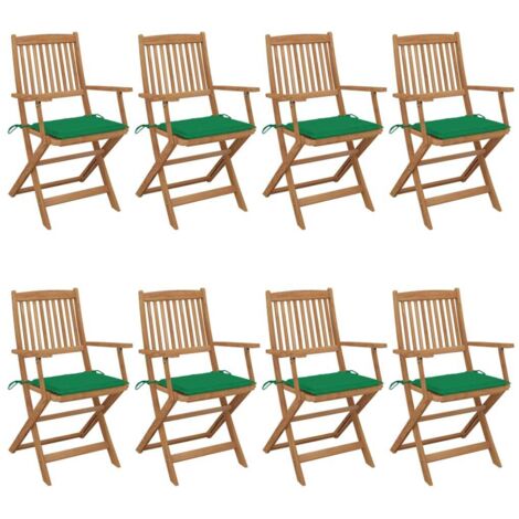 Klappbare Gartenstühle 8 Stk. mit Kissen Massivholz Akazie