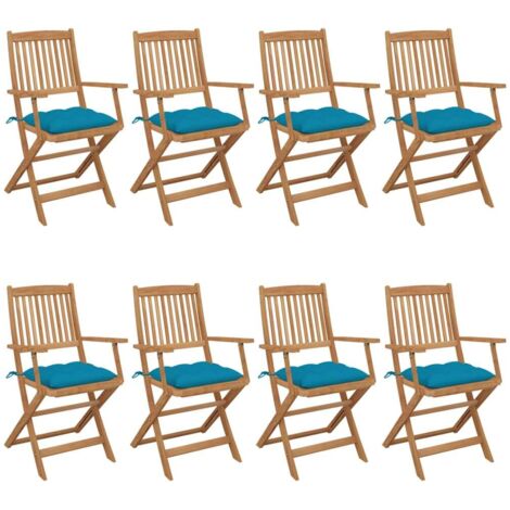 Klappbare Gartenstühle 8 Stk. mit Kissen Massivholz Akazie