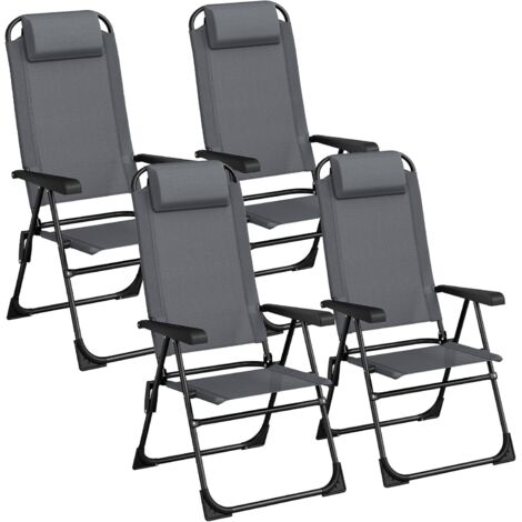 Klappbare Gartenstühle, Balkonstühle, Campingstühle - (Grau, 4 Stühle)