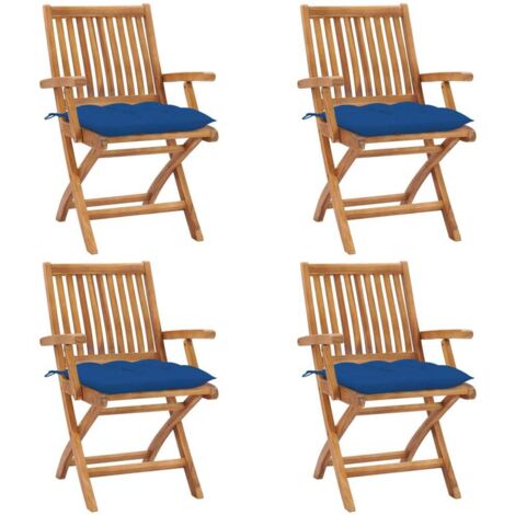 Klappbare Gartenstühle mit Kissen 4 Stk. Massivholz Teak