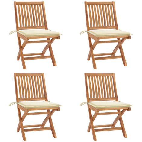 Klappbare Gartenstühle mit Kissen 4 Stk. Massivholz Teak