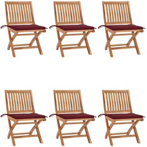 Klappbare Gartenstühle mit Kissen 6 Stk. Massivholz Teak