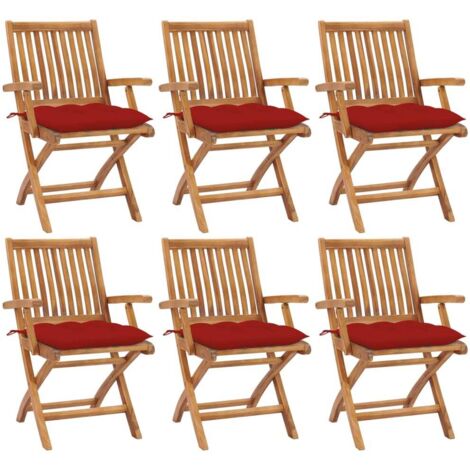 Klappbare Gartenstühle mit Kissen 6 Stk. Massivholz Teak