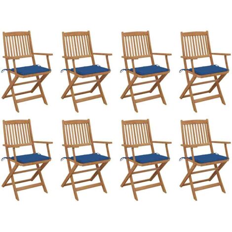 Klappbare Gartenstühle mit Kissen 8 Stk. Massivholz Akazie