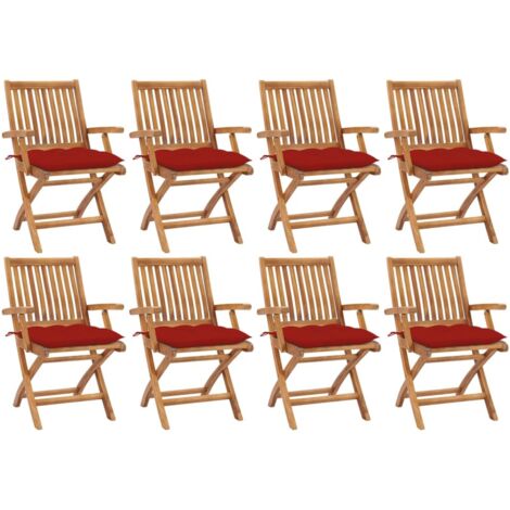 Klappbare Gartenstühle mit Kissen 8 Stk. Massivholz Teak