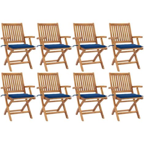 Klappbare Gartenstühle mit Kissen 8 Stk. Massivholz Teak