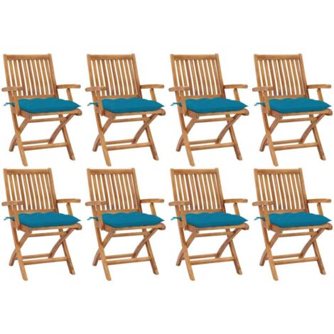 Klappbare Gartenstühle mit Kissen 8 Stk. Massivholz Teak