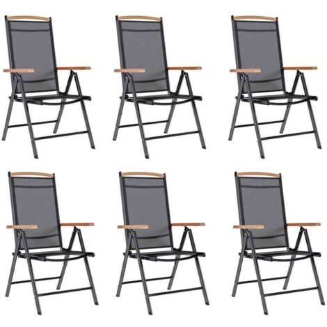 Klappbare Gartenstühle Set aus 6 Textilène Schwarz