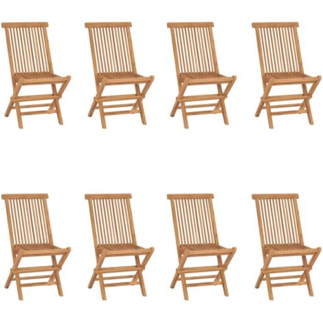Klappbare Gartenstühle Set von 8 aus massivem Teakholz