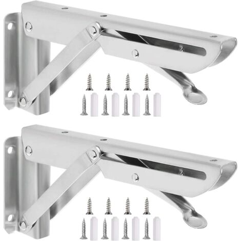 Klappbare Halterung, 2 Stück Edelstahl-Klappregalhalterung für Wandregale, Garagenregal-Trägerrahmen, maximale Traglast 80 kg