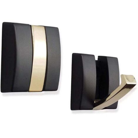 Klappbare Kleiderhaken – robuste Wandhaken aus Aluminium – einziehbare Haken zum Aufhängen von Mänteln, Schals, Hüten, Taschen, Handtüchern, Schlüsseln, Tassen (Schwarz/Gold, 2er-Pack)