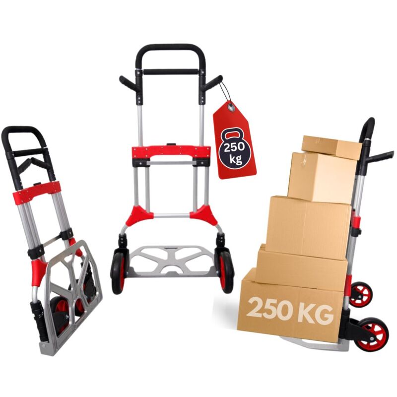 Proregal Diable Pro pliable elephant HLLxP 112x60x61cm Capacité de charge 250kg cadre en aluminium, poignées ergonomiques, roues en caoutchouc tpr