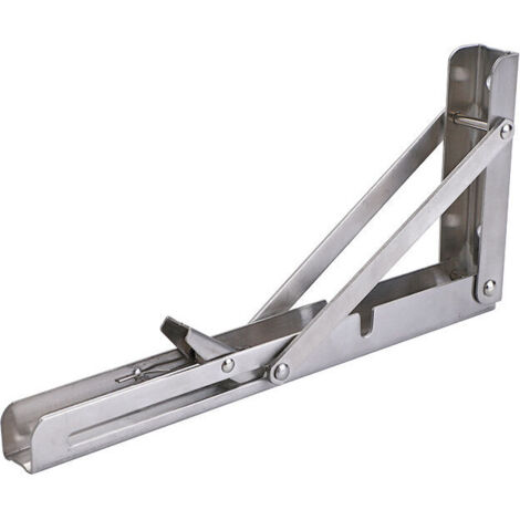Klappbare Regalträger, 2 Stück, Edelstahl, Wandmontage, einziehbar mit Schrauben, 350 mm x 175 mm (14 Zoll), Silber