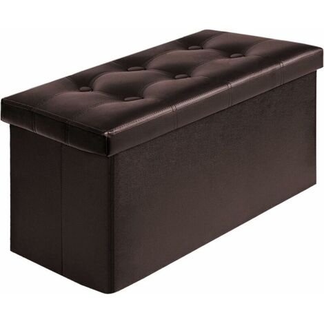 Klappbarer Aufbewahrungshocker, Kofferraumaufbewahrung, Sitzbank, Fußstütze, Klappbox, bis 300 kg belastbar, 76 x 38 x 38 cm (Braun)