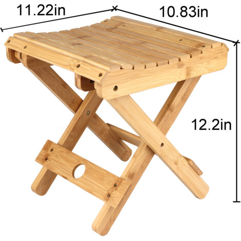 Klappbarer Bambus-Badhocker [29 x 28 x 26 cm] – Stabil, tragbar, umweltfreundlich mit gebogener, kratzfester Oberfläche