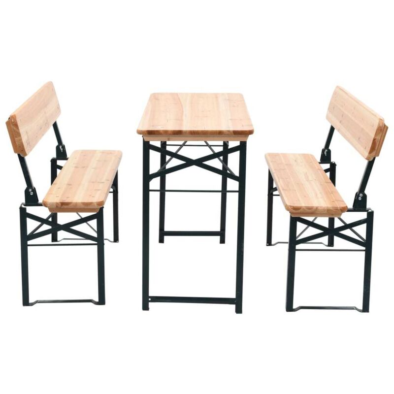 Klappbarer Biertisch mit 2 Bänken 118 cm Tannenholz