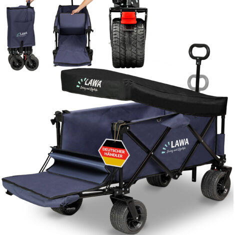 klappbarer Bollerwagen Dach mit Heckklappe faltbarer Transportwagen LeiterwagenBW08+ Blau