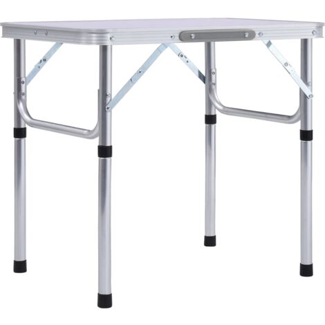 Klappbarer Campingtisch Weiß Aluminium 60x45 cm vidaXL