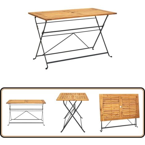 Klappbarer Gartentisch 120x70x74 cm Massivholz Akazie - Gartenmöbel - Esstisch - Akazienholz - Gartenparty - Outdoor Möbel