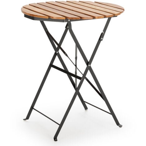 VS VENTA-STOCK Klappbarer Gartentisch Ambar aus Holz und schwarzem Metall