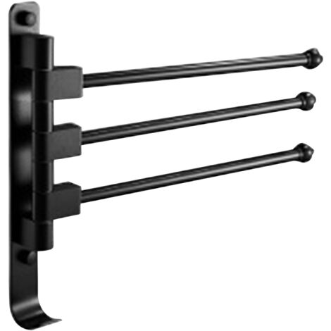 Klappbarer Handtuchhalter mit 3 schwenkbaren Stangen mit Haken, Wandmontage, Aluminium, Halter für Bad- und Küchenhandtücher.
