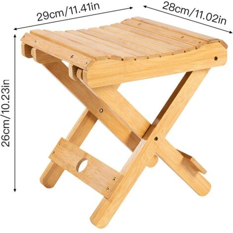 Klappbarer Hocker aus Massivholz – Tragbarer Hocker für Zuhause, Spiele, Angeln, Arbeiten im Schlafzimmer, Garten, Holz, 29 x 28 x 26 cm
