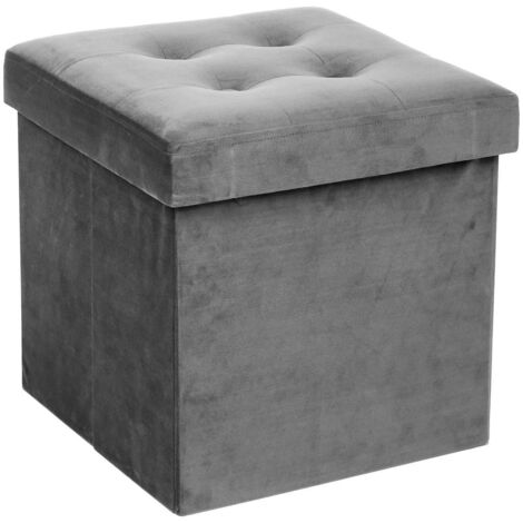 Klappbarer Hocker Lysandre grau mit Samteffekt