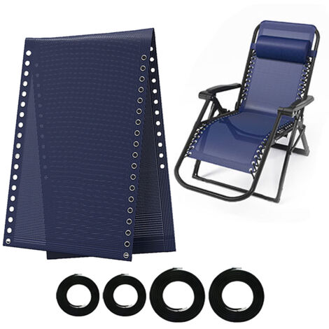 Klappbarer Lounge-Sessel aus Teslin-Netzgewebe mit Zubehör, verstärktem Stoff, 43 cm, Marineblau + Seilset