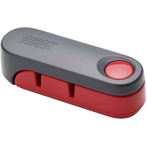 Klappbarer Messerschärfer deJosephJoseph Joseph Rota Kompaktes und tragbares Design, ideal für Küchen- und Outdoor-Messer, mit Rädern dede Keramik schärfen, Farbe rot