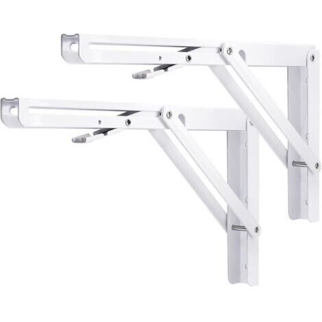 Klappbarer Regalhalter 300 mm, 2 piezas de ángulo pesado plegable, ángulo para estantes de pared, blanco, consolas plegables para mesa, garaje, cocina y dormitorio, carga máxima 150 kg.