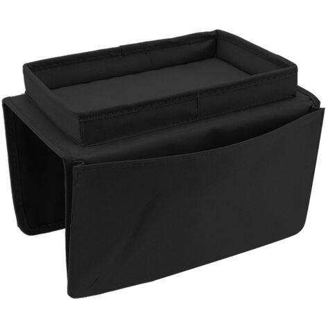 Klappbarer Sofatisch mit Stauraum und Seitentaschen aus 600D Oxford-Gewebe, schwarz